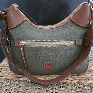 Dooney & Bourke Green and Brown Leather Shoulder Bag